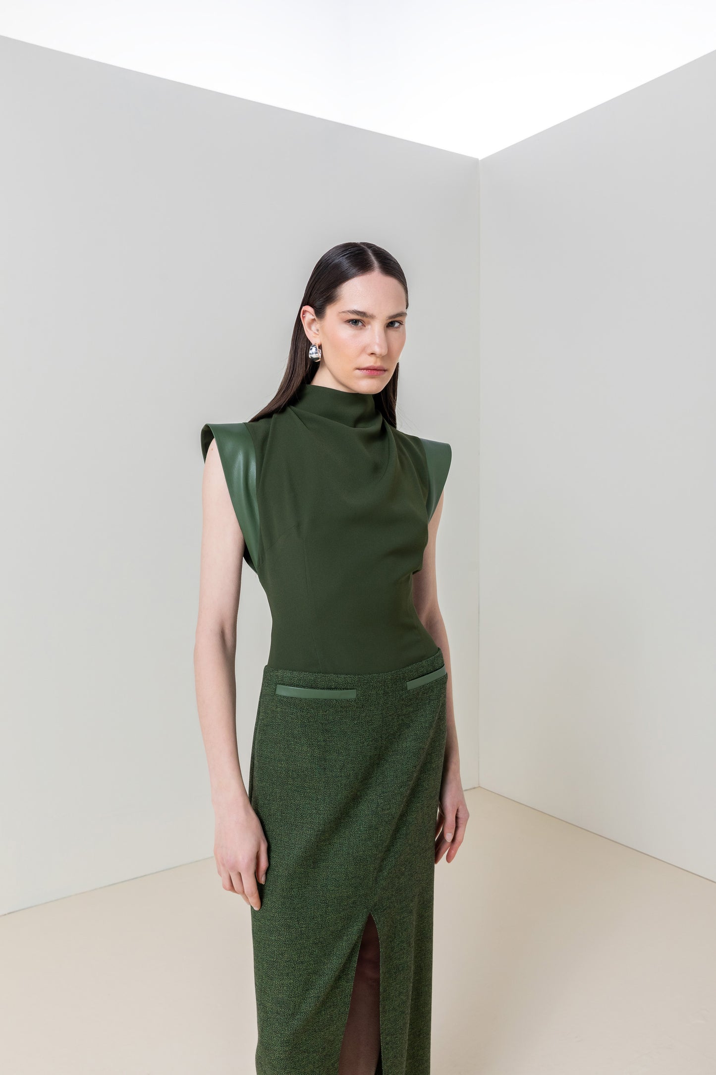 Modern Green Structured Dress