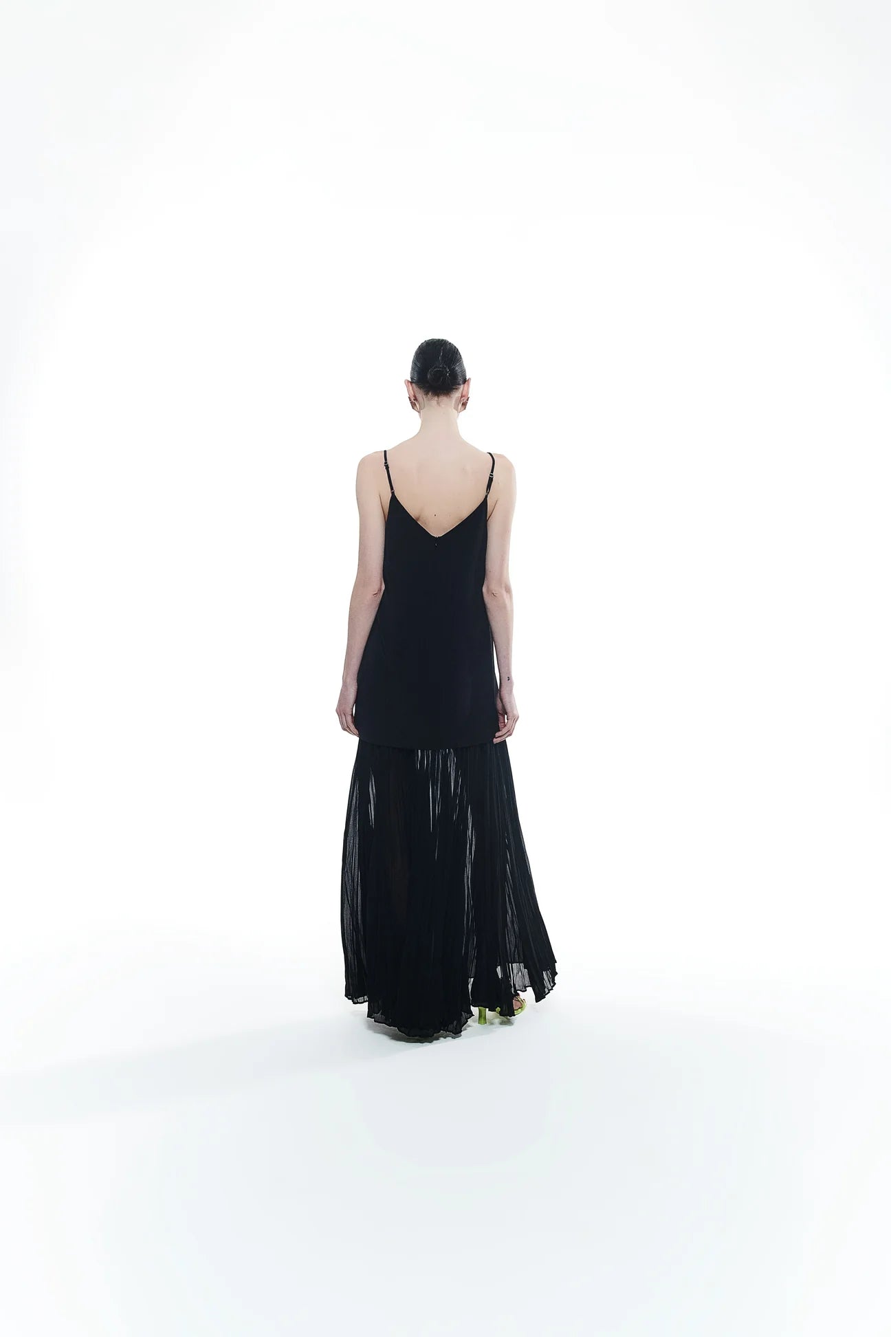 Long Strappy Dress with Tulle Hem Detail