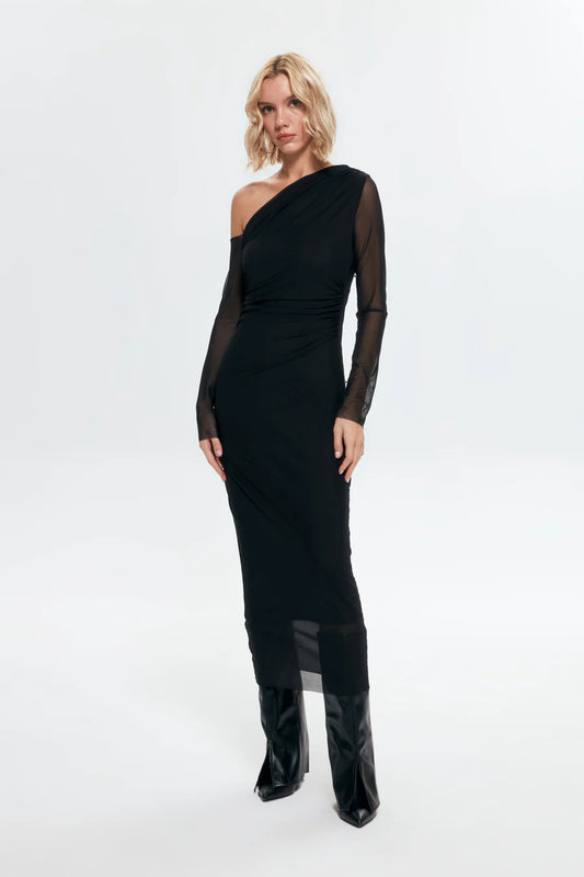 Collar Tulle Midi Dress