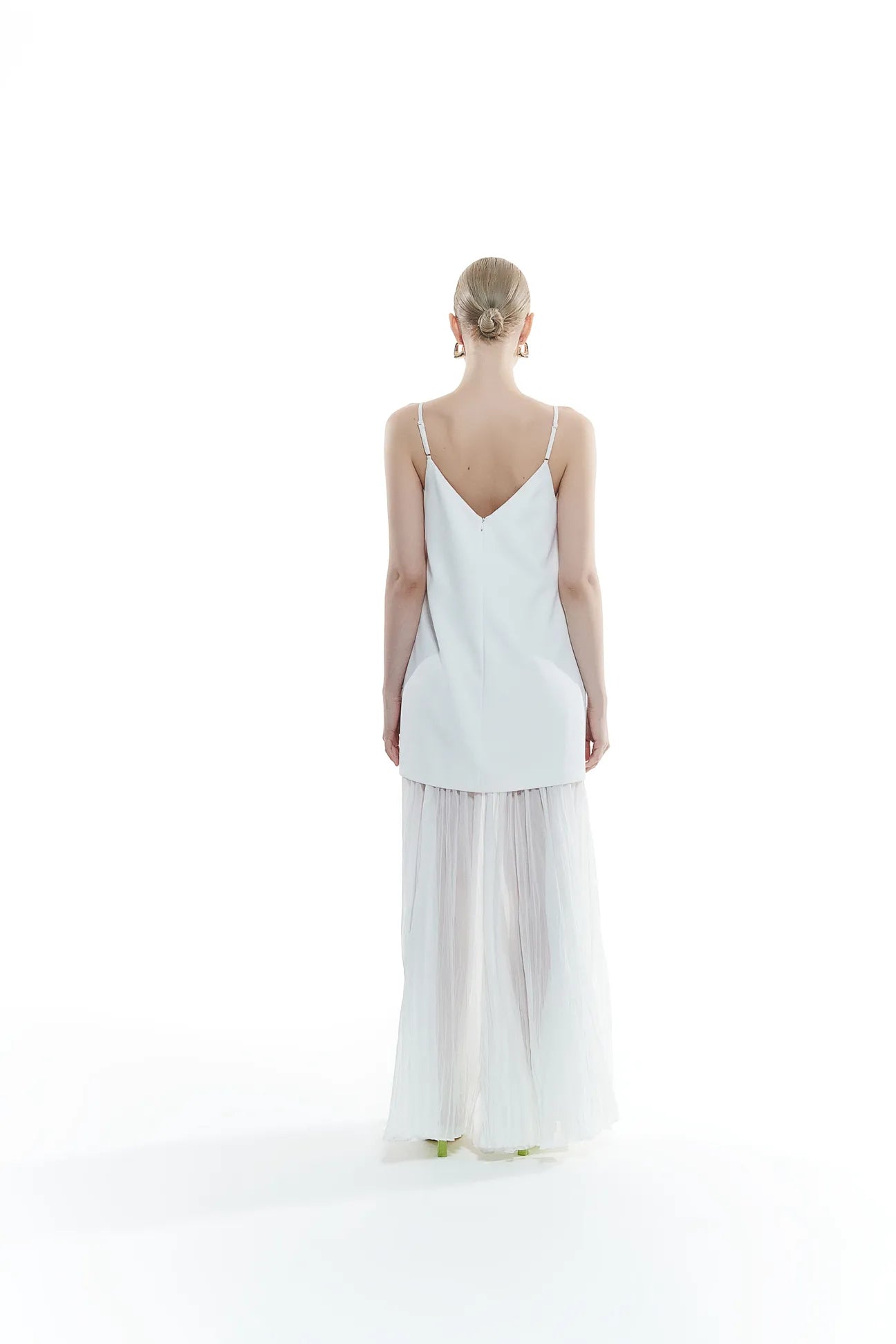 Long Strappy Dress with Tulle Hem Detail