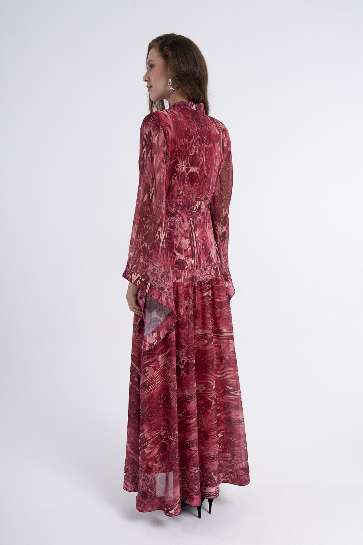Crimson Flow Printed Maxi Dress