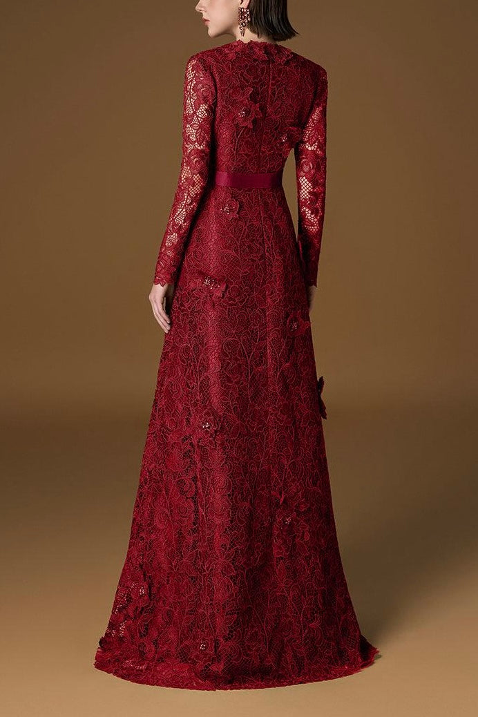 V-NECK A-LINE GOWN