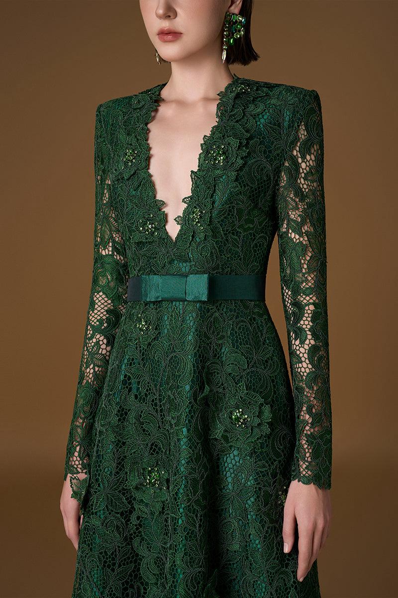 V-NECK A-LINE GOWN