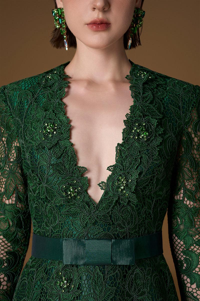 V-NECK A-LINE GOWN