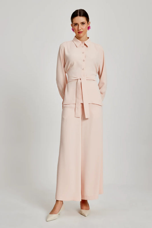 Elegant Pale Pink Two-Piece Set