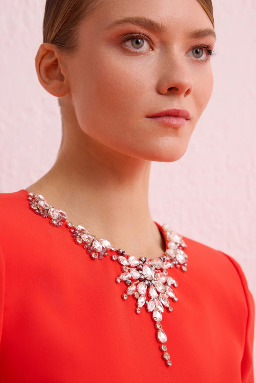 Chic Red Set with Embellishments